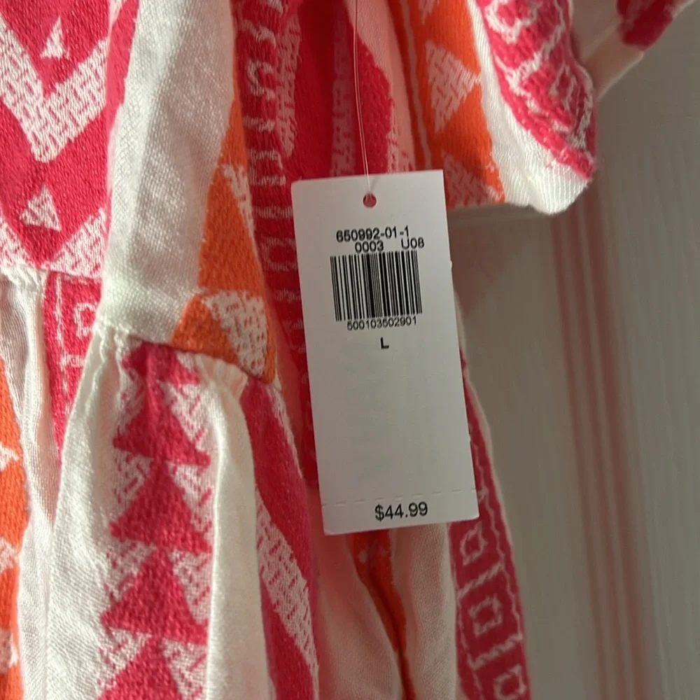 Old Navy Pink and Orange Geo-Print V-Neck Dress - Picture 3 of 4